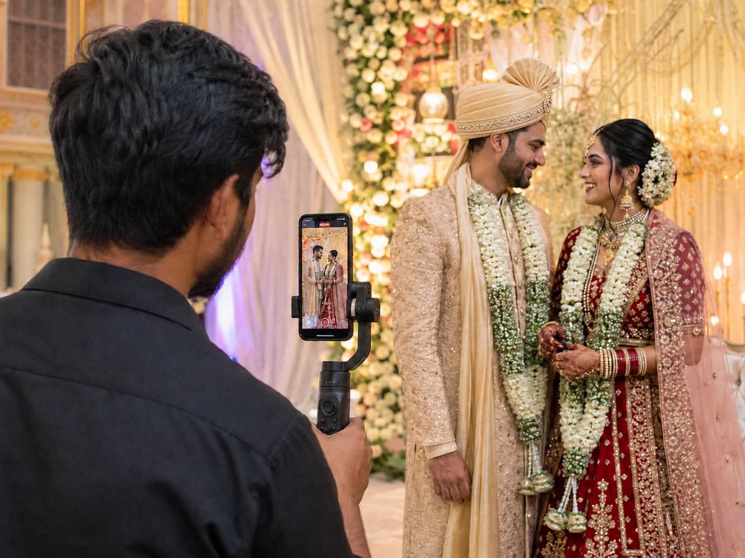 Wedding content creator capturing social media moments